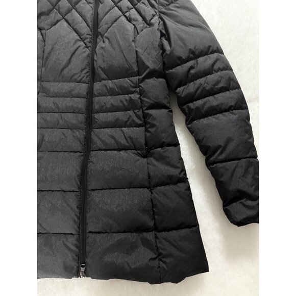 Cozy Quilted Hooded Puffer Coat Fleece Lining & Full-Zip Closure Womens M Black - Picture 2 of 12